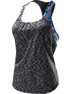 TYR Sport Coral Bay 2-in-1 Tankini, Size S (4/6); Black/Multi